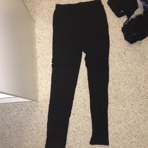 Romwe Black mesh knee leggings